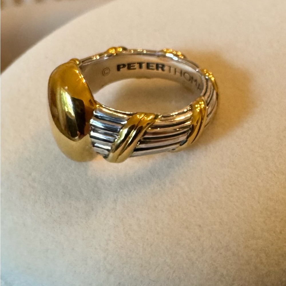 Peter Thomas Roth 18k Gold & Sterling Silver Amulet Oval Signet Ring - Size 6